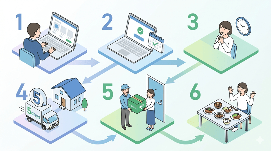 ヨシケイのお試し5daysの申し込み方法を6ステップで、画像付きで解説している記事