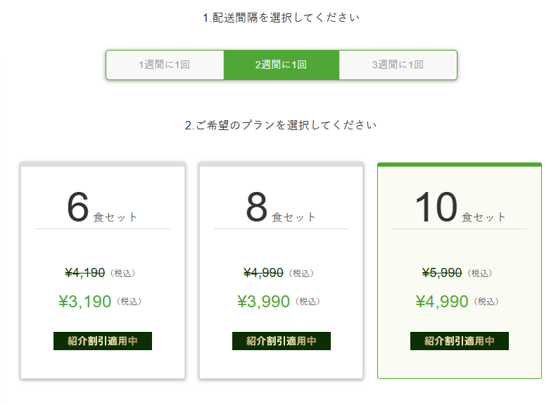 配送間隔とプラン選択