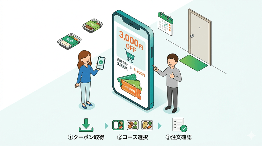 nosh（ナッシュ）のキャンペーン！初回3,000円OFFクーポンを使った申し込み方法がわかる記事