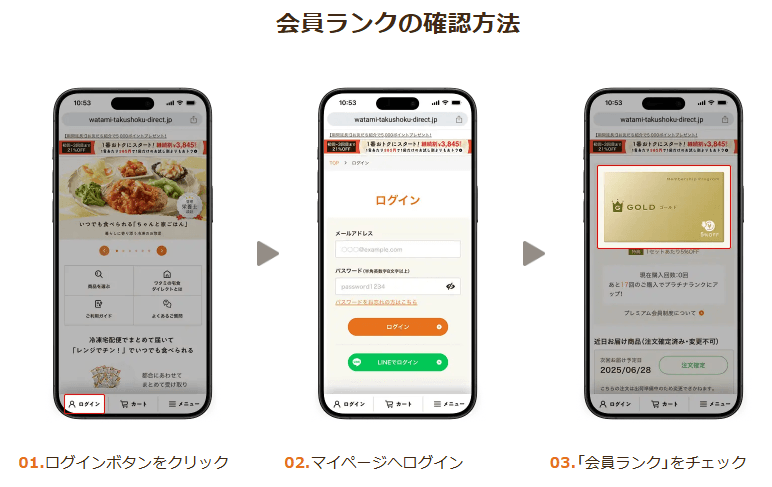 ワタミの宅食ダイレクトの会員ランクの確認方法